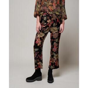 Cara Cara Milano Floral Velvet Wide Leg Pants Tapestry Print M